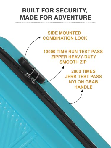 Image of Teakwood Set of 3 8 Wheels Trolley Bag, Hard Cabin with Zipper Closure, Adjustable Push Button & Cross Side Strap, Number Lock System 360 Degree (Set of 3, Aqua Green)