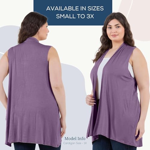 Image of Azules Sleeveless Long Cardigan for Women with Pockets - Lightweight Open Front, Flowy Dressy Layer for Work or Casual Wear