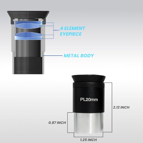 Image of SSEA 80700 Newtonian Reflector Telescope 323x High Magnification with 1.25 Inch Kellner Eyepiece Lenses and Tripod Stand- White /Black 700mm