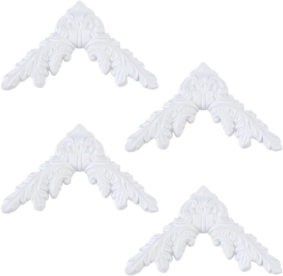 4 Pcs 3D Corner Wall Molding Kit, French Vintage Style PU Wainscoting Panels 6.3x6.3 Inch Corner Wall Decor for Ceiling Panels Picture Frame Door Home Decoration, Not Include Glue (Baroque)