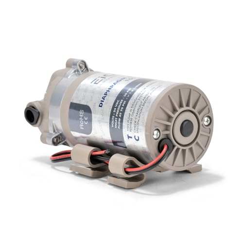 Image of Eigen Pure 100 GPD RO Diaphragm Booster Pump, 24 VDC, Suitable for All Domestic Water Purifiers | RO Pump 100 GPD with connector elbows