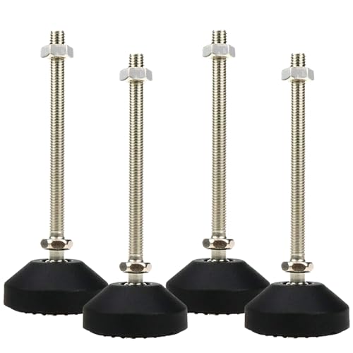 Image of M8 Leveling Feet 880 Lb Capacity, 4.8 Inches Height - 2 Inches Base, 4Pcs | 100mm Screw Length, Adjustable Swivel, Anti-Slip Bottom, For Tables, Shelves, Workbenches, Cabinets, Machines
