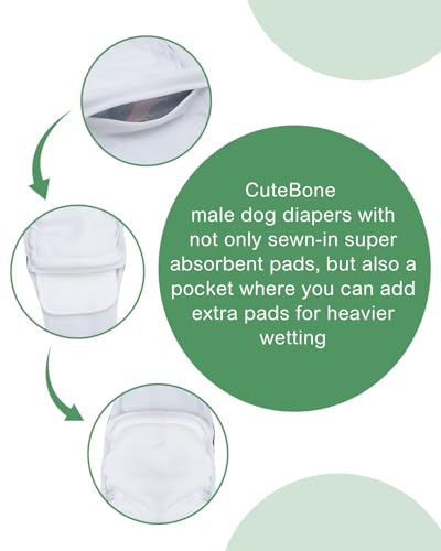 Image of CuteBone Dog Diapers Male 4 Pack Puppy Wraps Reusable Doggie Belly Bands for Male Dogs Small Medium Large
