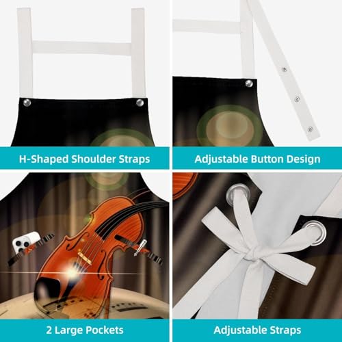 Tablier de cuisine violon musical multicolore, le cadeau idéal pour chef - 4