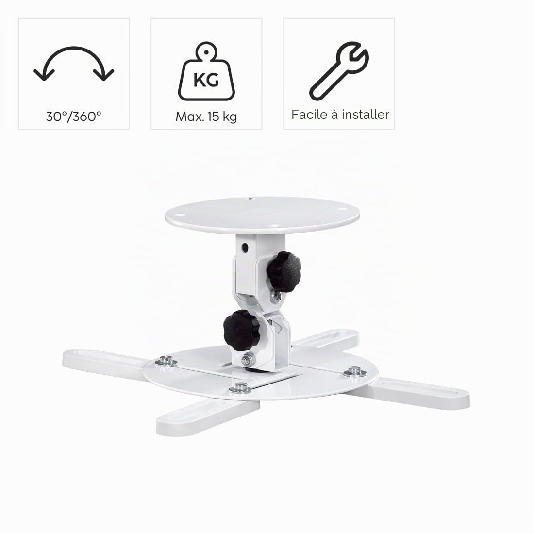 Hama Support Vidéoprojecteur Plafond et Mur, Pivotant, 15Kg, Blanc