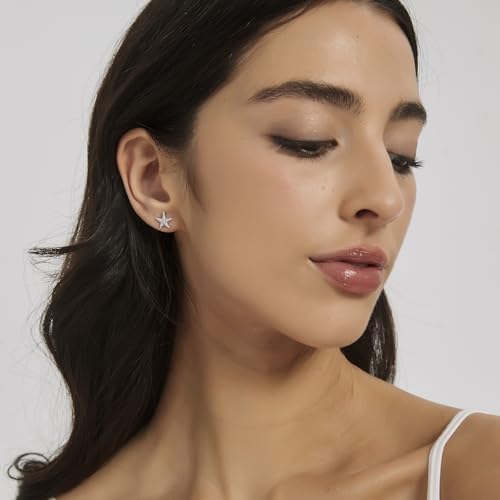 925 Sterling Silver Starfish Stud Earrings for Women Gold CZ Rhinestone Dainty Beach Earrings for Women Hypoallergenic Minimalist Tiny Summer Ocean Jewelry Gifts4