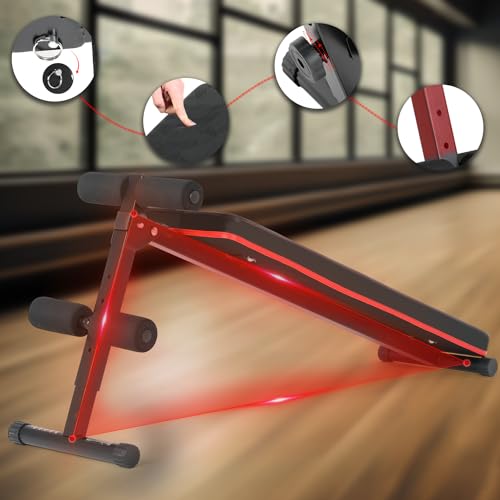 Sit-Up Bank Klappbar, Bauchtrainingsbank höhenverstellbar, gepolstert, Bauchtrainer für Übungen im Fitnessstudio oder zu Hause – Bild 6