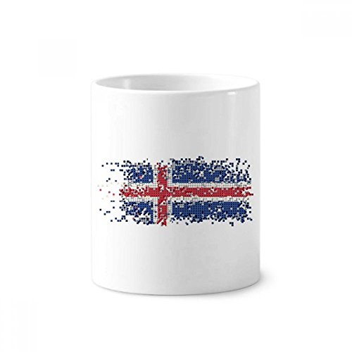 Gobelet céramique motif drapeau Islande porte-brosse à dents blanc
