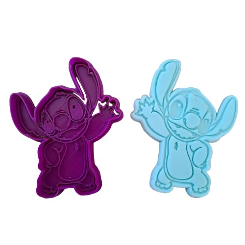 Tagliabiscotti.it - Stitch che saluta - Cookies Cutter - Formina per Biscotti e PDZ - Stampo + Cutter - 9cm x 7cm x 1cm