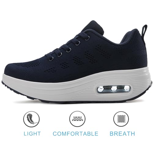 Image of RUIDENG Platform Sneakers for Women Air Cushion | Walking Shoes Women Comfortable All Day | Thick Rocker Bottom