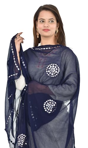 Image of YOUTHQUAKE Plastic Mirror Work Embroidered Chiffon Dupatta for Women & Girls