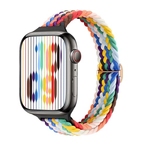 Slim Braided Solo Loop for Apple Watch Band for Women/Men 40mm 41mm 38mm 42mm 44mm 46mm 45mm 49mm,Thin Skinny Stretchy Elastic Sport Nylon Strap for iWatch Series 11/10/9/8/7/6/5/4/SE/2/3nd/Ultra/2/3