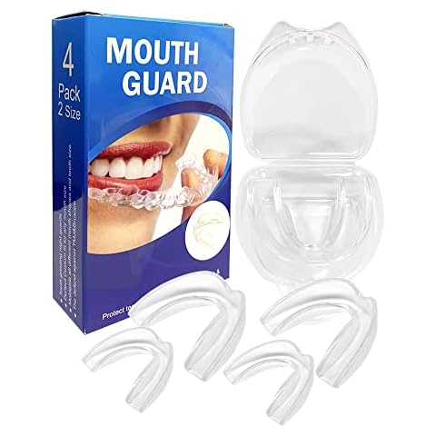 HSAJS Sleep Mouth Guards for Grinding Teeth,4 Teeth Grinding Guard at Night,Mouldable Fit Mouth Guards with Carry Case,Protect Tooth Enamel, Improve Sleep Quality,Stops Snoring-2 Sizes Cover