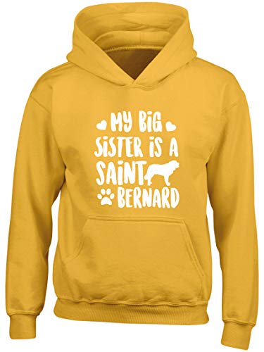 Hippowarehouse My Big Sister is a Saint Bernard Kids Children's Unisex Hoodie Hooded top Gold