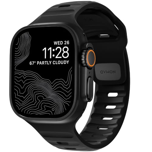 Nomad Pulseira esportiva – Pulseira preta para Apple Watch Ultra 2 de 45 mm, projetada para dar ao seu Apple Watch um visual moderno e atlético para exercícios intensos e uso diário, compatível com as