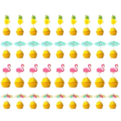 36 Brochetas De Frutas, Flamenco, Brochetas De Frutas De Piña, Brochetas De Paraguas Decorativas, Brochetas De Frutas Con Bolas De Panal 3D, Decoración De Pasteles