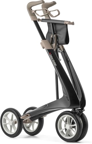 Image of byACRE Carbon Ultralight Rollator Walker, 10.6 lbs, Black, Regular Track