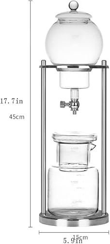 Miniatura 2 de JITEM Cafetera - Gotero frío para café y té, cafetera con flujo de agua ajustable, filtro de acero inoxidable, jarra de vidrio para café o té