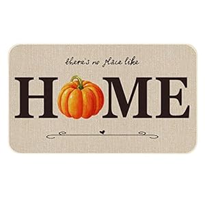 ONWAY Door Mat Pumpkin Decorative Doormat Fall Thanksgiving Farmhouse Rustic Low Profile Floor Rug Switch Mat for Indoor Outdoor 17 x 29 Inch