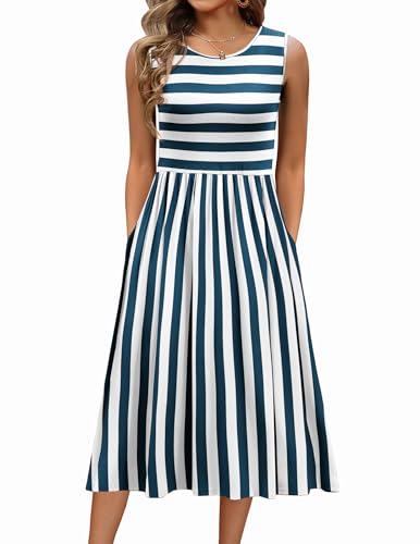 Image of Zeagoo Women's Summer Tank Midi Dress with Pockets Floral Sleeveless A-Line Casual Loose T-Shirt Dresses Beach Sundress 2026
