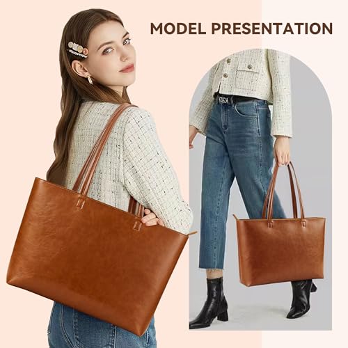 Image of KALIDI Tote Bag Zipper Shoulder Bag Faux Leather Purses Satchel for Women Casual Handbag Work Dating College
