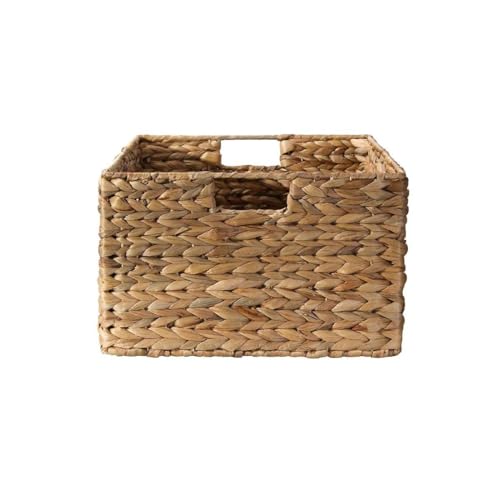 CALICOSY - Panier Jacinthe D'Eau - Armature Métal - Fibres Naturelles - Avec Poignées - Panier De Rangement Pour Salon, Dressing, Chambre - Petit Modèle - L 28 x P 19 x H 13 cm – vue 4