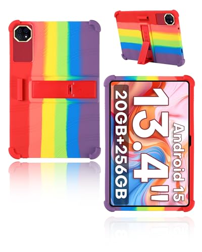 yystao Étui de protection pour tablette Teclast T65 Plus, 13,4" 2025, en silicone souple, compatible avec Teclast T65 Plus, support réglable (arc-en-ciel)