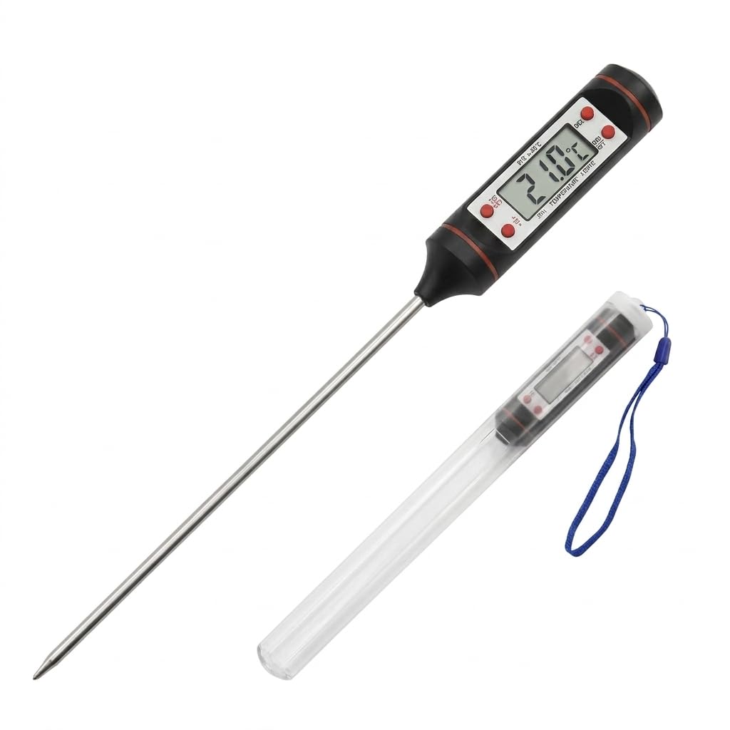 Termômetro Culinário Digital de Fácil Leitura Espeto Inox para Carnes Doces e Bebidas