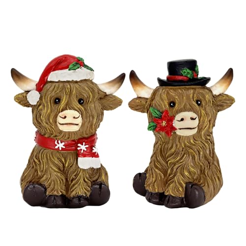 Crczk TS24232 Christmas Highland Cow Figurines Decorations cover