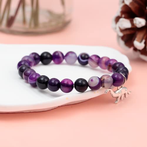 Partner Dinosaur Lover Gift Dinosaur Spirit Animal Gift Dinosaur Bracelet Dinosaur Charm Jewelry Inspiration Gift For Friend (Purple) #TOP3