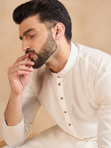 Image of Amazon Brand - Tavasya Men Linen Traditonal Regular Kurta