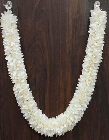 Image of SHRI MATAJI Store Pooja Accessories (Size: 22 Inch) Cloth Fabric Washable Handmade Artificial Garland Flower Mala for Photo Frame & God Idols (White)