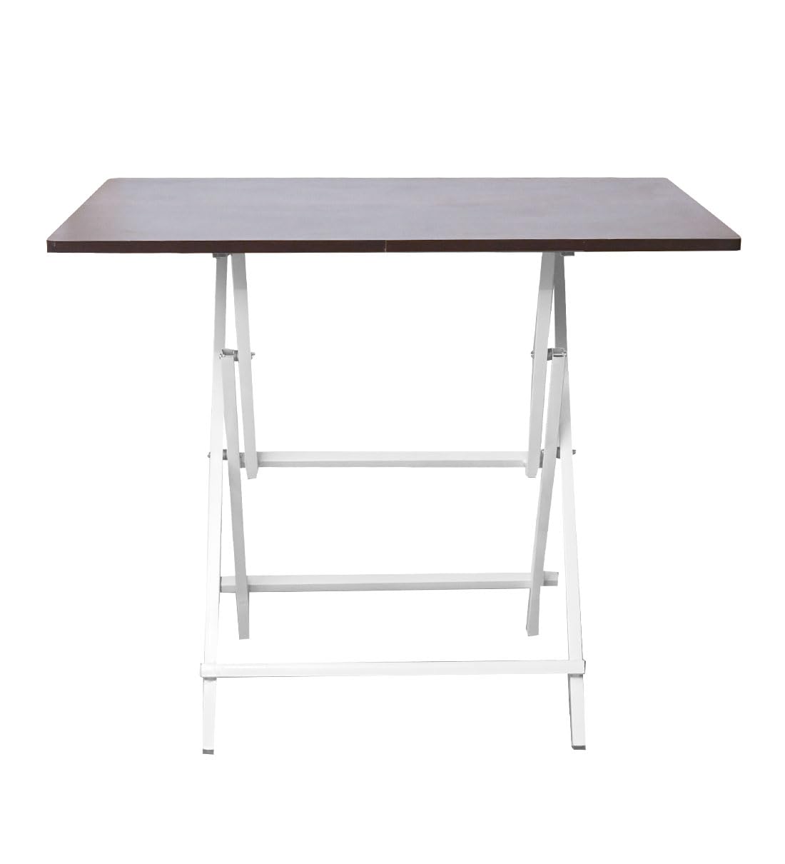 Faburaa Tablista Multi-Purpose Foldable Portable 2 Seater Dining Table | Engineered Plywood Top, Powder Coated Finish | Size - 76x45x76 cm (Color - Dark Brown)