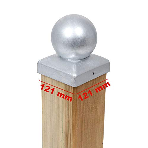 Preisvergleich Produktbild 2 x PFOSTENKAPPE KUGEL STAHL FEUERVERZINKT 121 x 121 MM