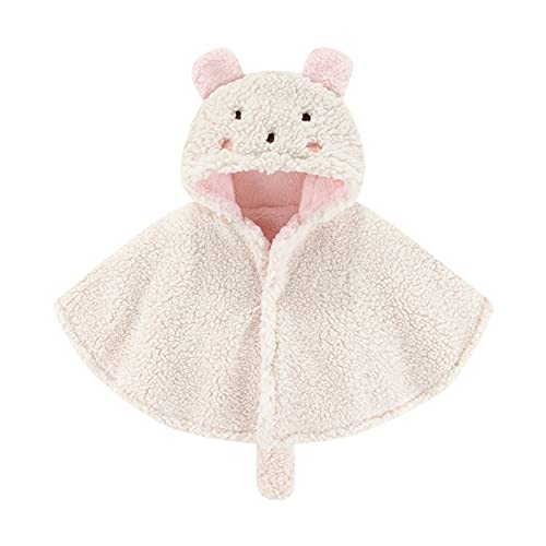 RNTOP Toddler Baby Girls Boys Hoodie Cape Warm Hooded Cape Cloak Infant Solid Color Poncho Coat (White, 12-24 Months)