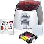 Badgy200 - ID Badge Printer- For Custom Badges and Identification Badges - Badgy200 Badge Making Machine Includes Printer, Design Software,100 White Cards and Color Ribbon for 100 Prints
