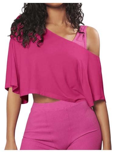 SOLY HUX Camiseta feminina com ombros de fora, para ioga, treino,...