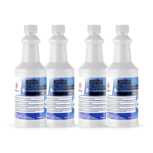 Sodium Hypochlorite 12.5% - 4 Quarts – for Industrial Cleaning, Oxidation, Chemical Processing, and Surface Preparation