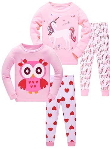 Pajamas for Boys Dinosaur Rocket Space 4-Piece PJs Long Sleeve Sets Sleepwear 2-12 Years