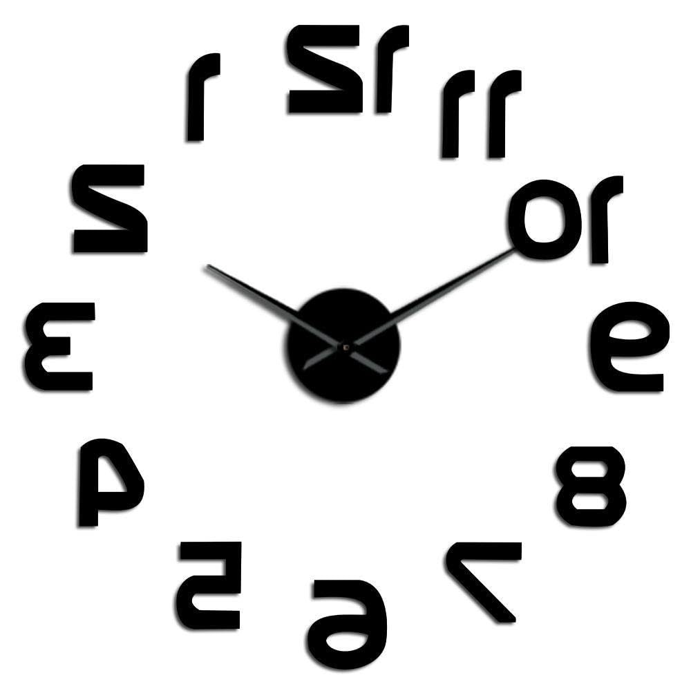 Horloge murale sans cadre 3D acrylique noir 47 pouces pour décoration salon