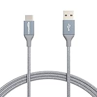 Amazonベーシック USB-C to USB-A 2.0 高速充電ケーブル ナイロン編みコード 速度480Mbps USB-IF認証取得 Apple iPhone 15/iPad/Samsung Galaxy/タブレット/ノートパソコン用 1.8 m ダークグレー