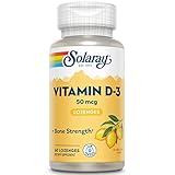 SOLARAY Vitamin D3 Lozenges 50mcg - 2000IU D3 Vitamin - Strong Bones, Muscle and Immune Support - Natural Lemon Flavor - Lab Verified, 60-Day Guarantee - 60 Servings, 60 Lozenges