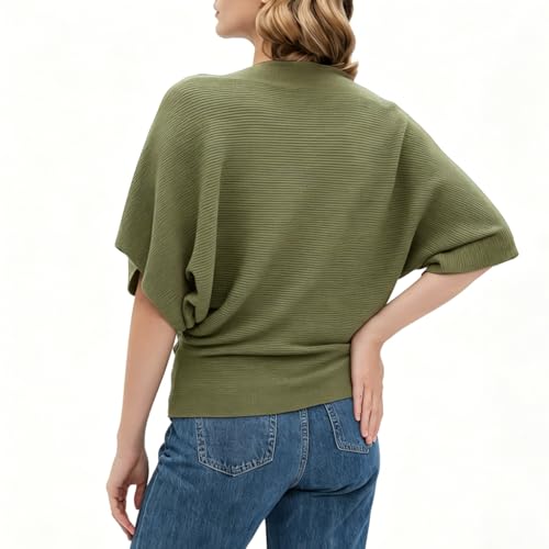 Image of EDSTAR Women Dolman Batwing Sleeves Knitted Sweaters Winter Boat Neck Pullovers Tops