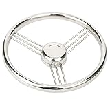 Amarine Made 13.5 Inch 9 Spoke Stainless Boat Steering Wheel - 10 Degree - 9500S380