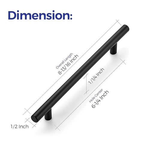 Image of Ravinte 30 Pack 8-13 /16 Inch Cabinet Handles Matte Black Kitchen Cabinet Hardware Dresser Pulls Stainless Steel Cabinet Pulls 8-13 /16 inch Length,6-1 /4 inch Hole Center