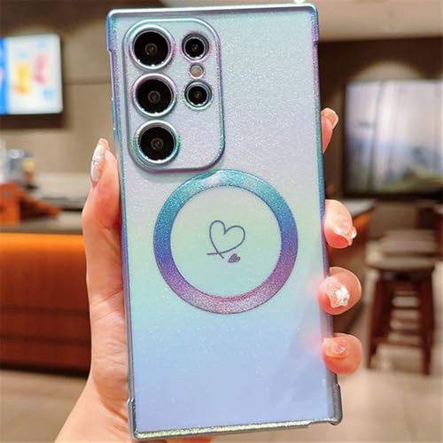 Coque de luxe pour Samsung Galaxy S21 Ultra avec dos magnétique bleu