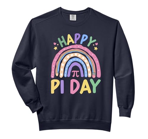 Happy Pi Day Rainbow 3.14 Pi Number Math Teacher Women Girls Comfort Colors Adult Sweatshirt