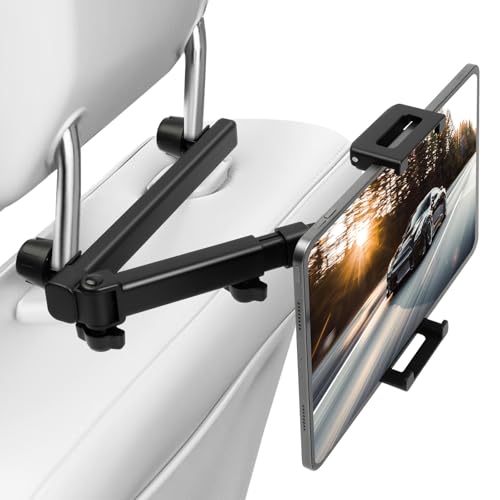 AXFEE Soporte Tablet Coche,Soportes para Tablet Coche Extensible,Rotación 360º,Porta Tablets Coches Asiento Trasero,Sujeción Movil Coches para iPad,iPhone,Switch y Otros 4,7