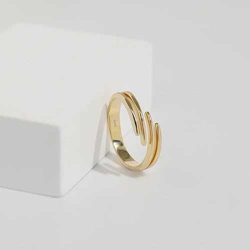 Miniatura 3 de Meissa Sterling Silver Thumb Ring for Women Hug Rings Handmade Stackable Band Index Finger RIng Size Adjustable (Rose Gold)