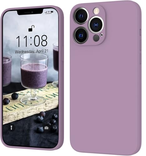 Image of DIZORO Microfiber Square Candy Case Compatible for iPhone 14 PRO, Shockproof Slim Back Cover Liquid Silicone Case (Lilac)